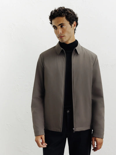 Blouson col chemise taupe - IZAC