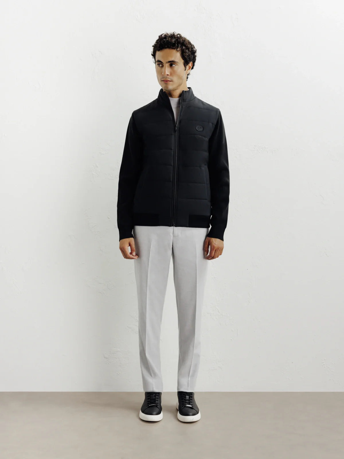 Blouson bi - matière noir - IZAC