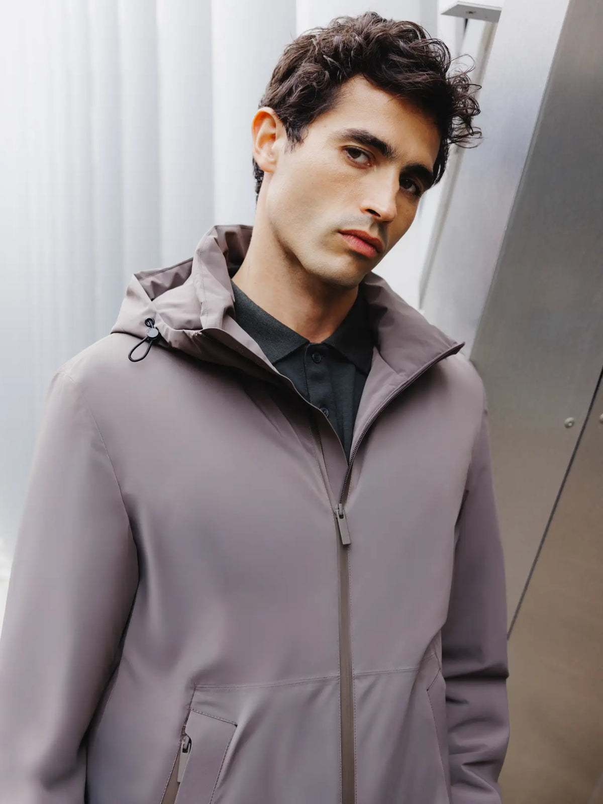 Blouson à capuche taupe - IZAC