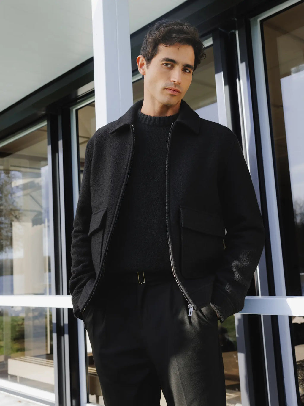 Blouson col chemise noir - IZAC