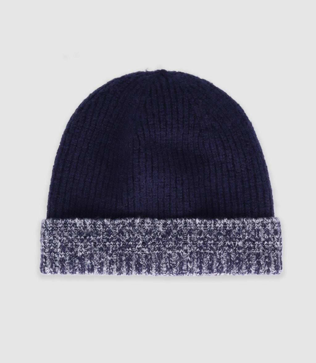 Bonnet avec revers marine - IZAC