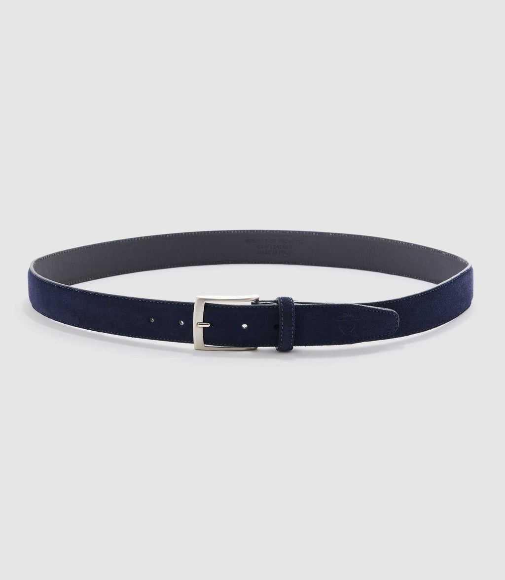 Ceinture 35mm ajustable en cuir marine NANDO - IZAC