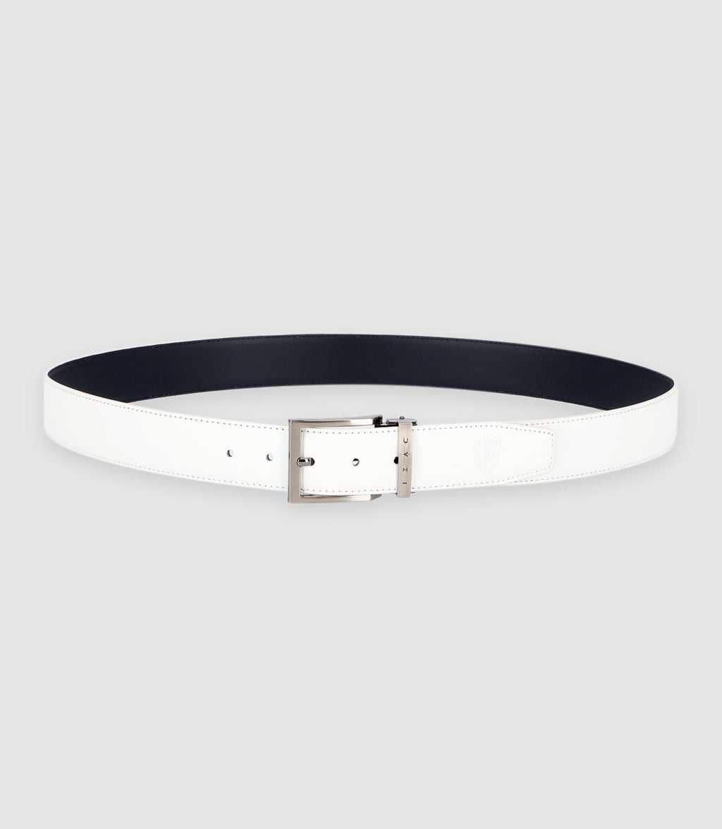 Ceinture 35mm en cuir blanche et marine NAME - IZAC