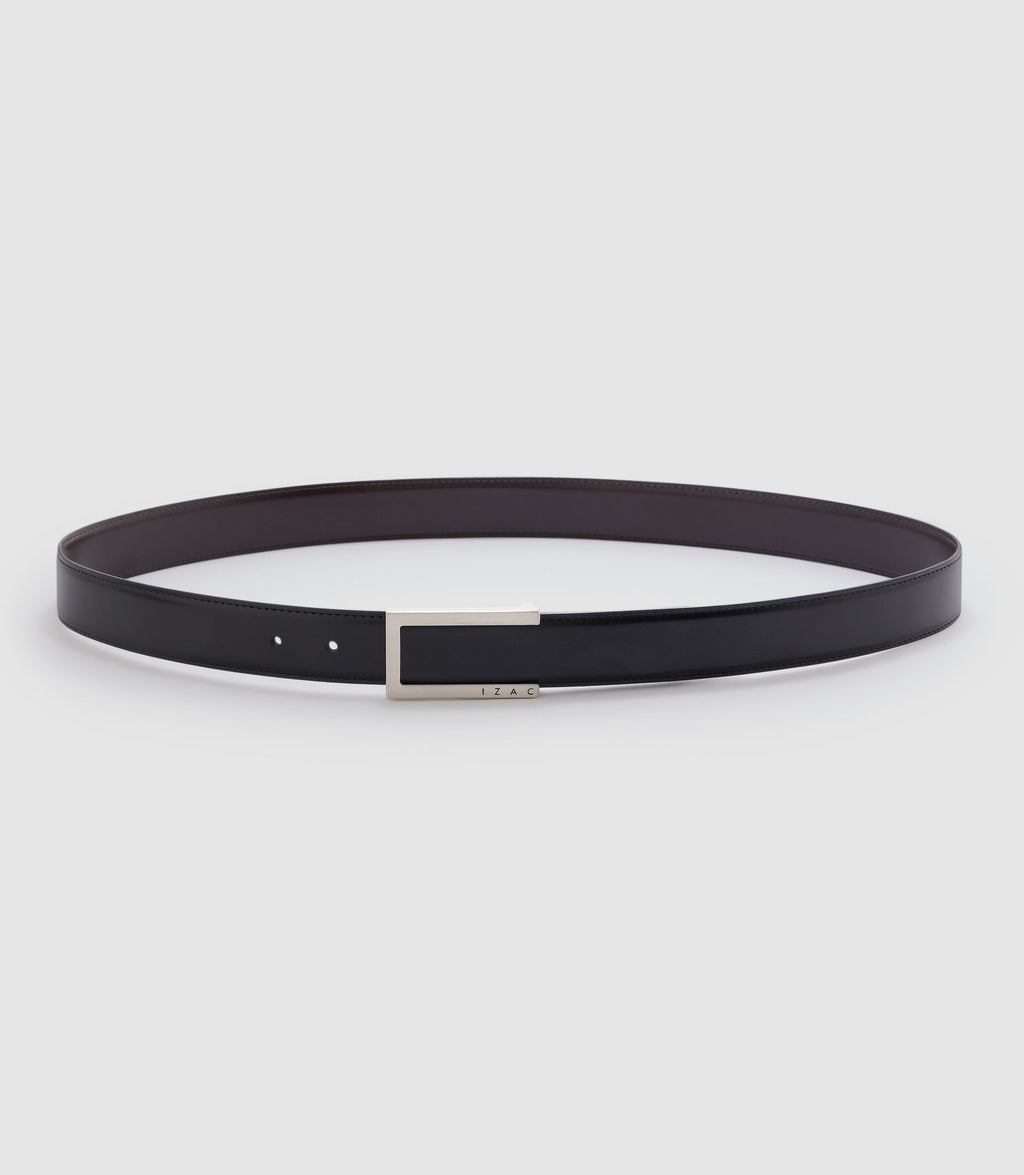 Ceinture réversible 35mm en cuir noire et marron NOTE - IZAC