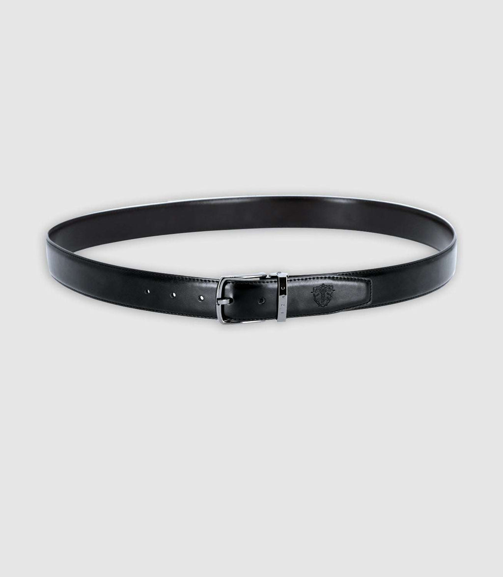 Ceinture avec sangle réversible en cuir noire et marron - IZAC
