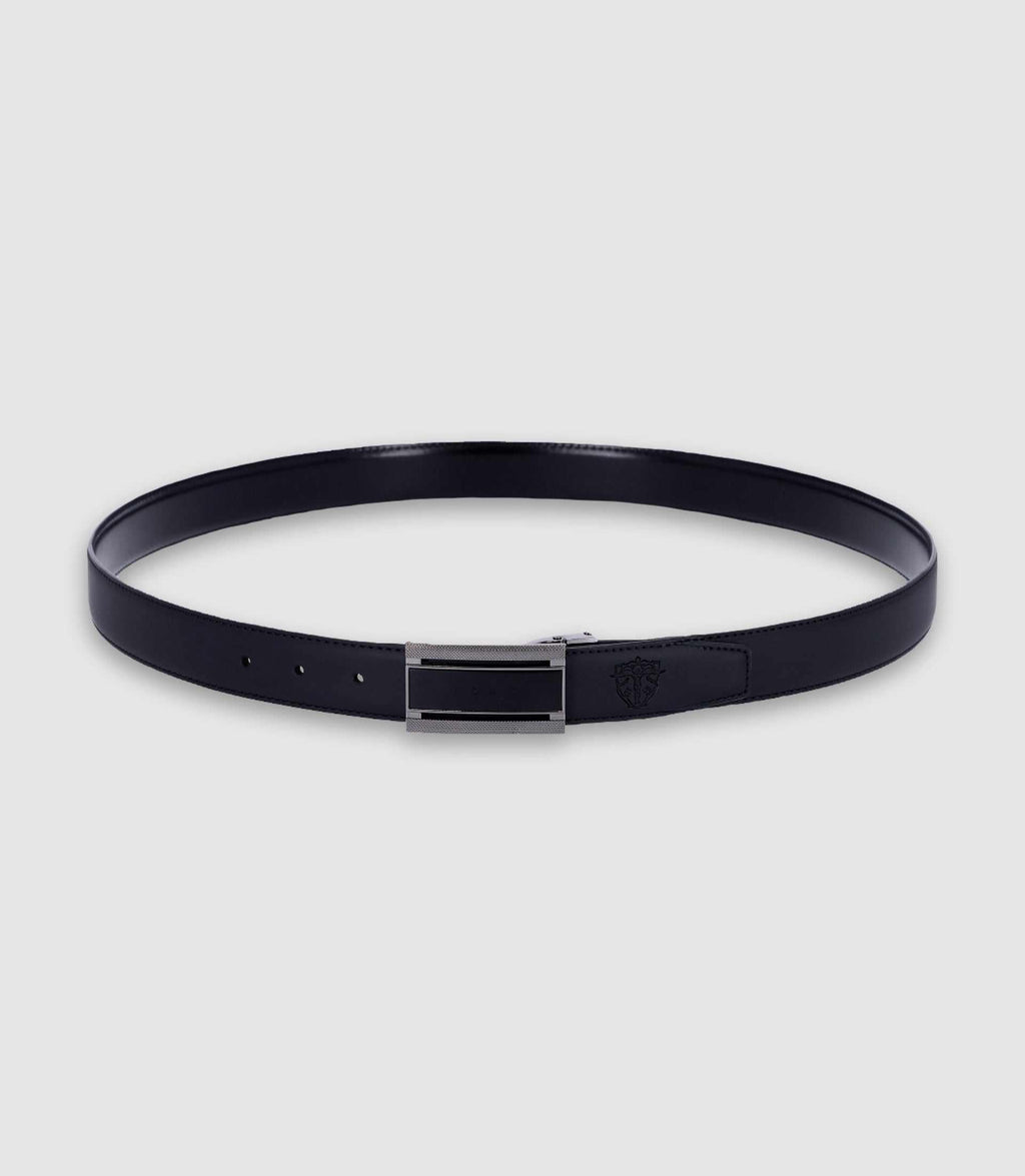 Ceinture avec sangle réversible et ajustable noire mat - IZAC
