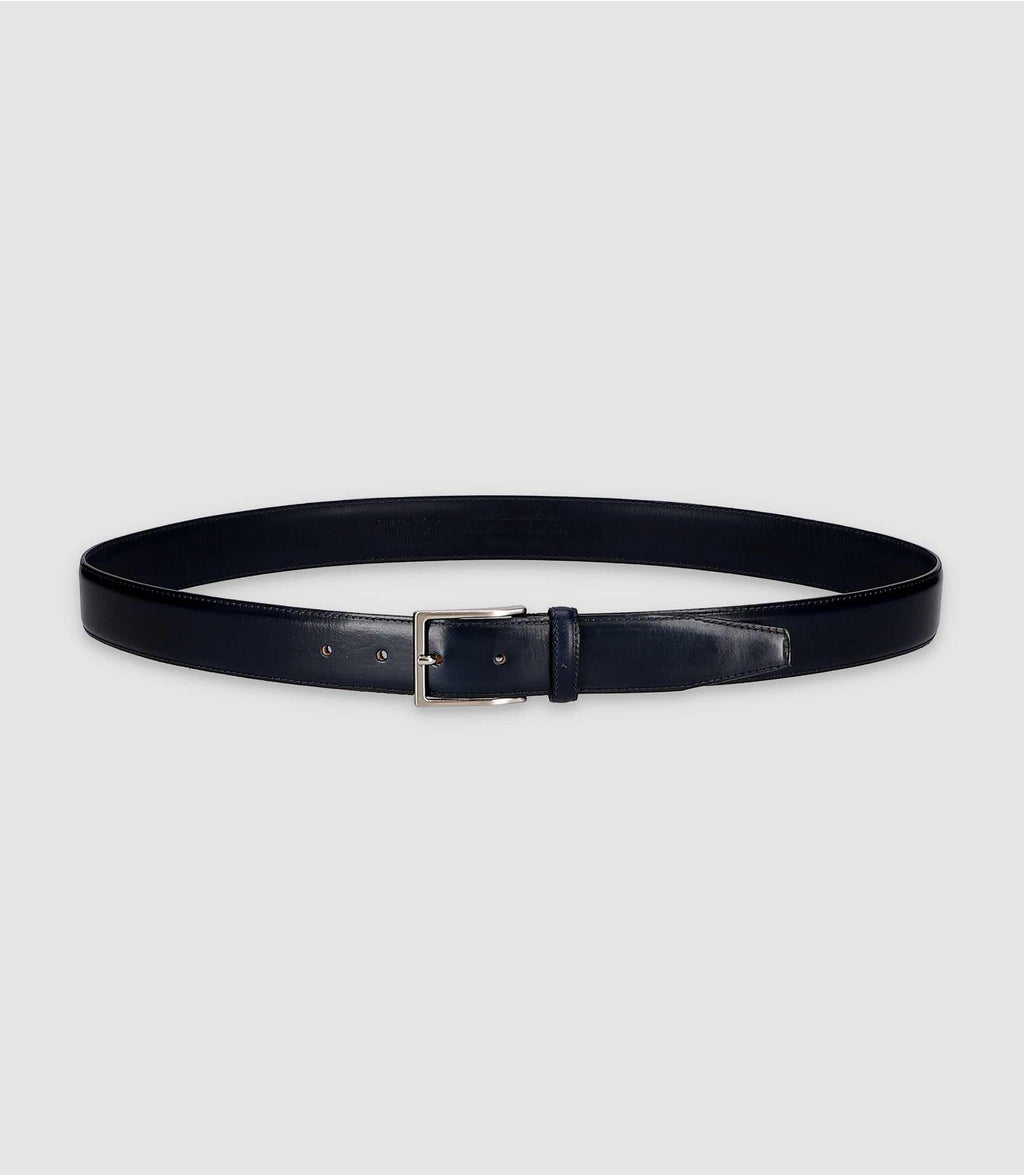 Ceinture couture 35mm en cuir marine CALCAZAR - IZAC