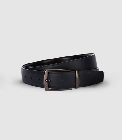 Ceinture réversible en cuir marine - IZAC