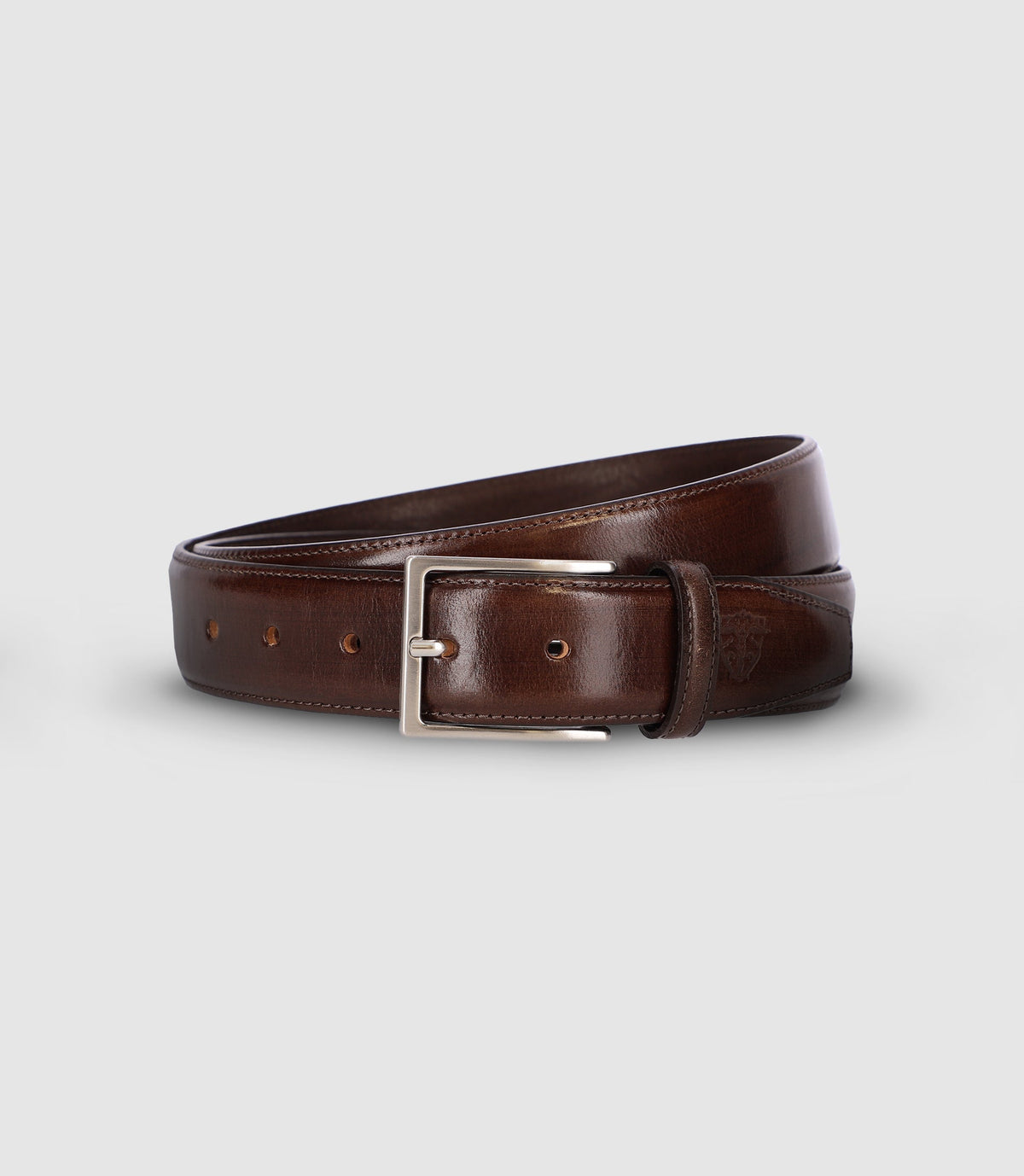 Ceinture ajustable en cuir patiné marron - IZAC