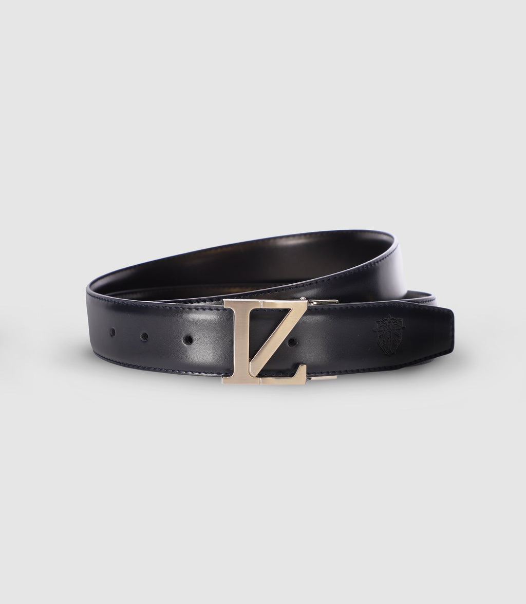 Ceinture réversible avec plaque en métal marine - IZAC