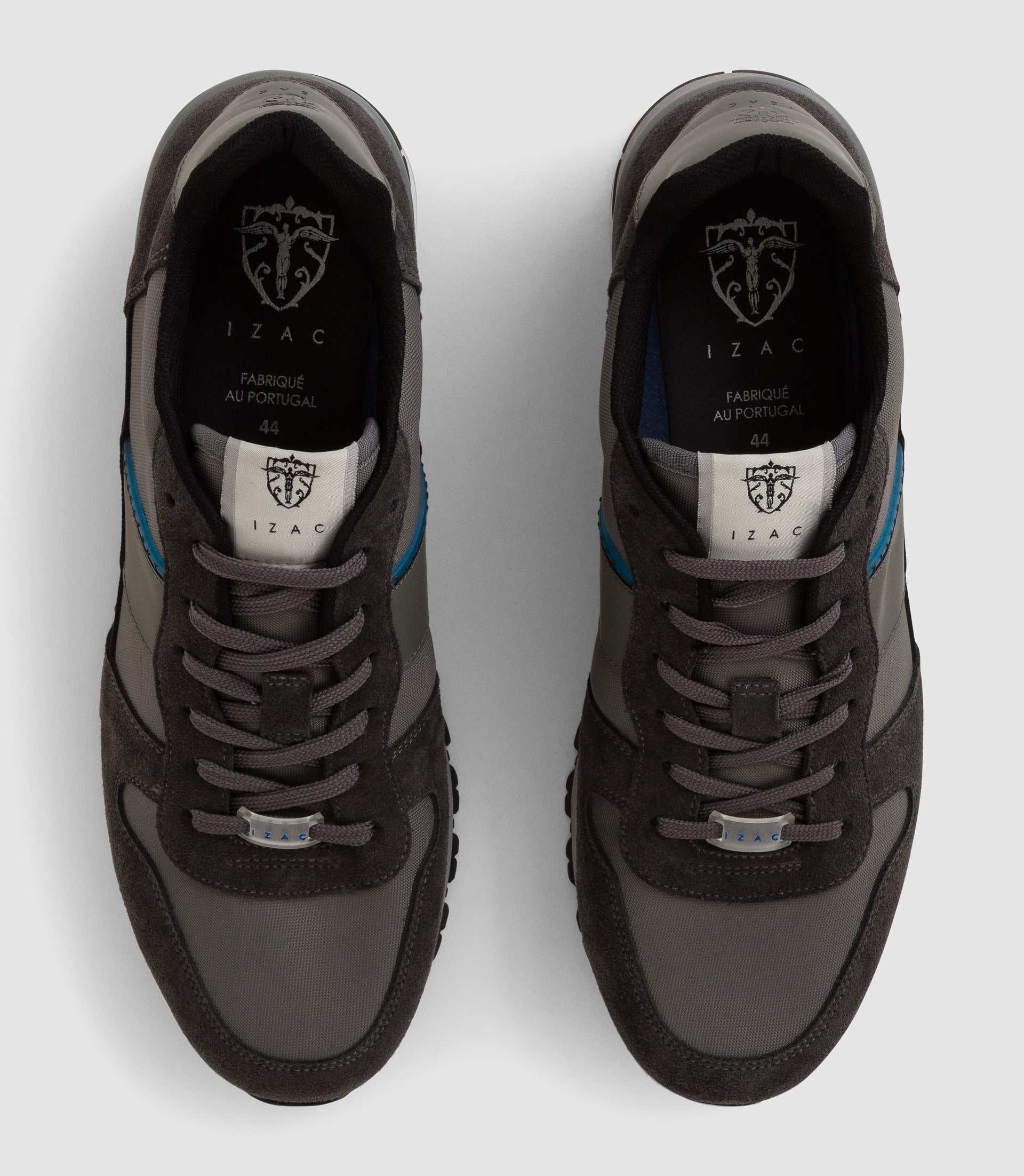 Sneakers cuir et textile grise "Emeric" - IZAC