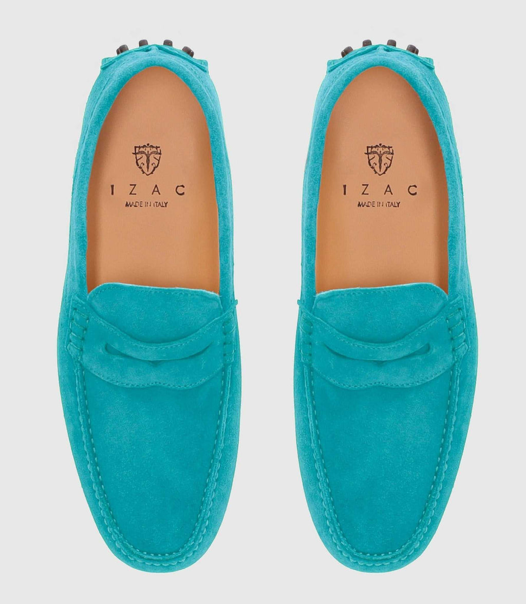 Mocassin en cuir velours bleu ciel "Eros 2" - IZAC