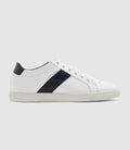 Sneakers en cuir blanche et marine "Eva" - IZAC