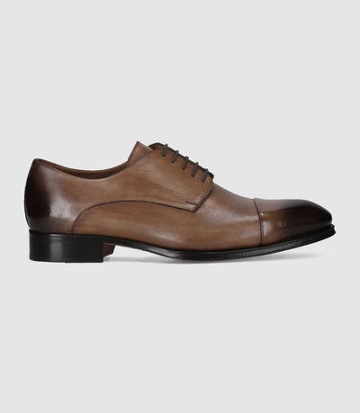 Derby couture en cuir marron clair - IZAC