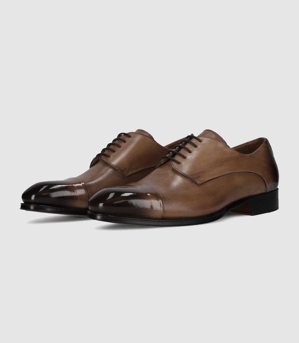 Derby couture en cuir marron clair - IZAC
