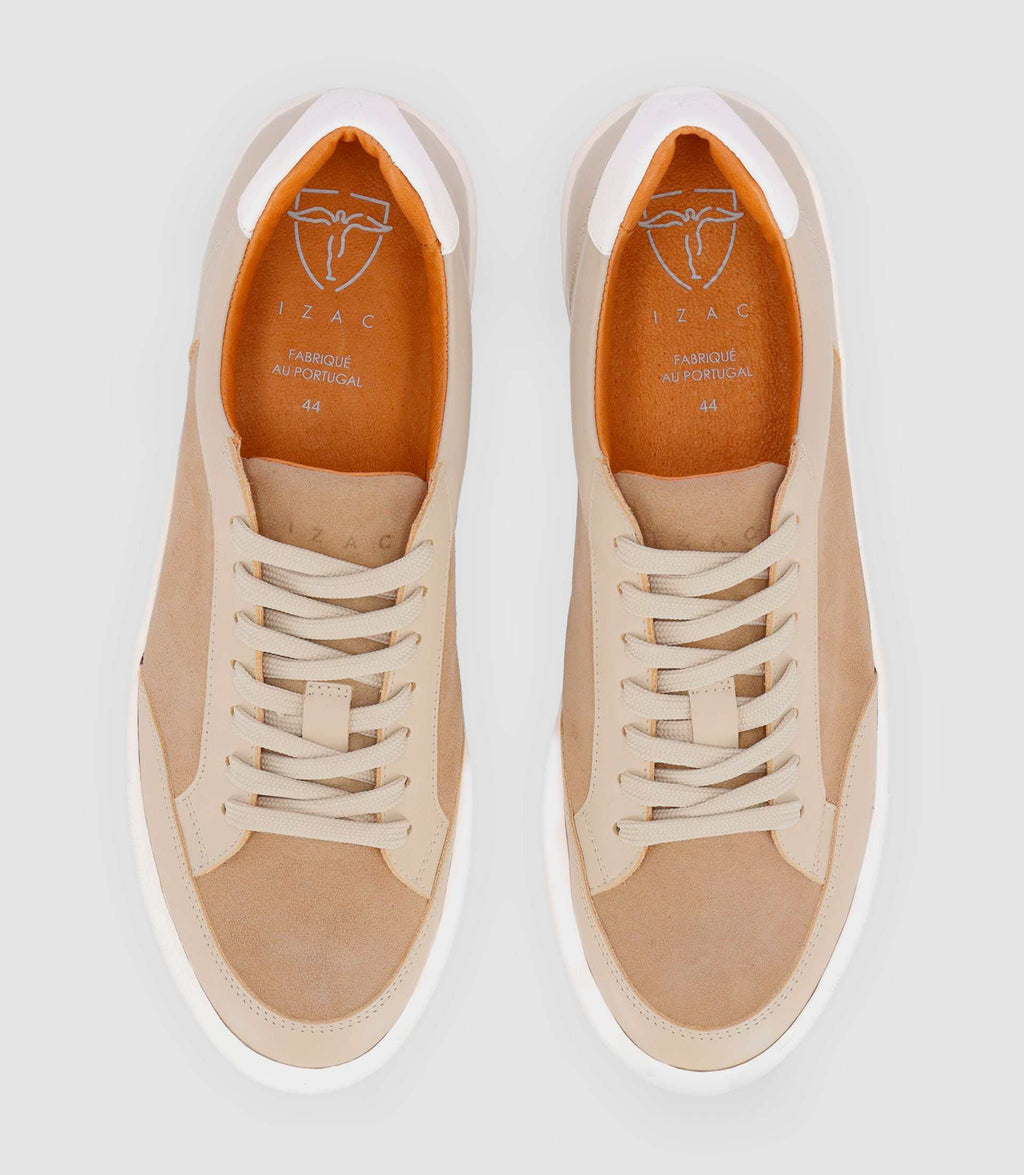 Sneakers en cuir beige - IZAC