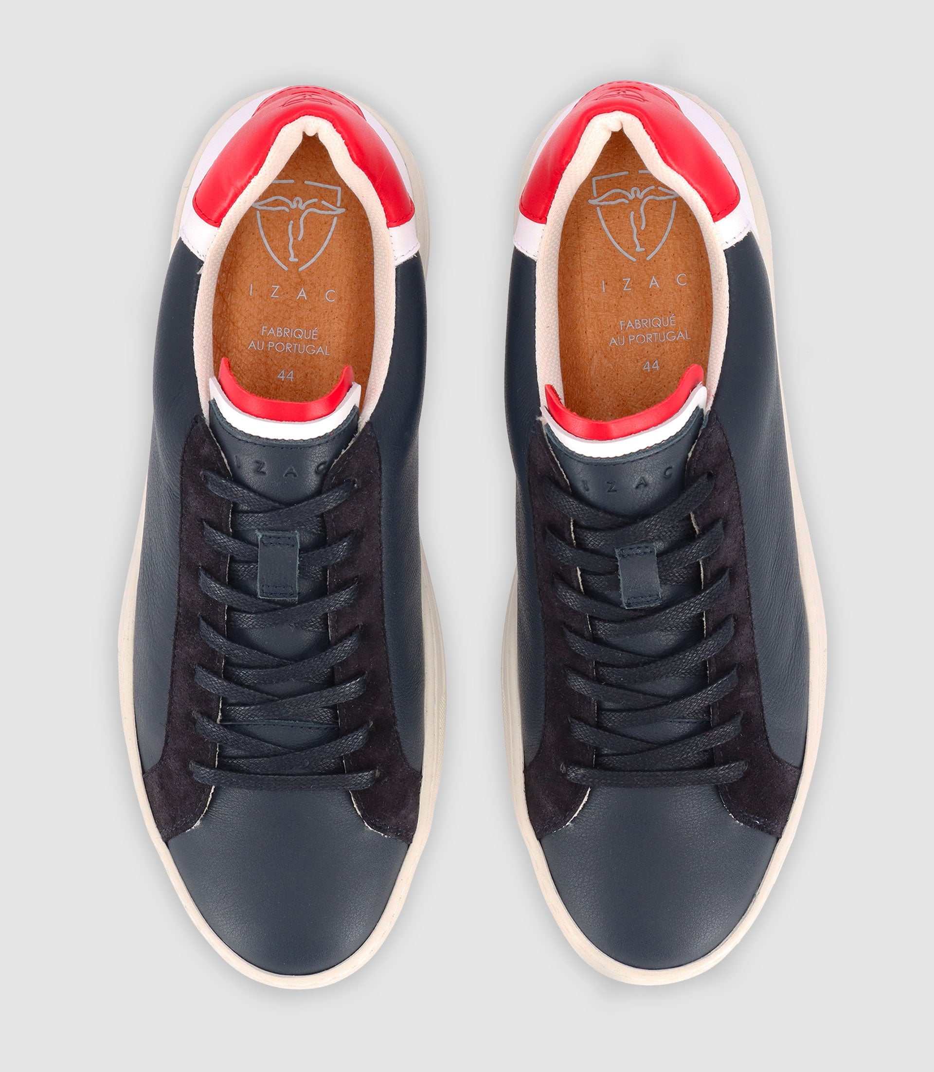 Sneakers en cuir avec blason marine - IZAC
