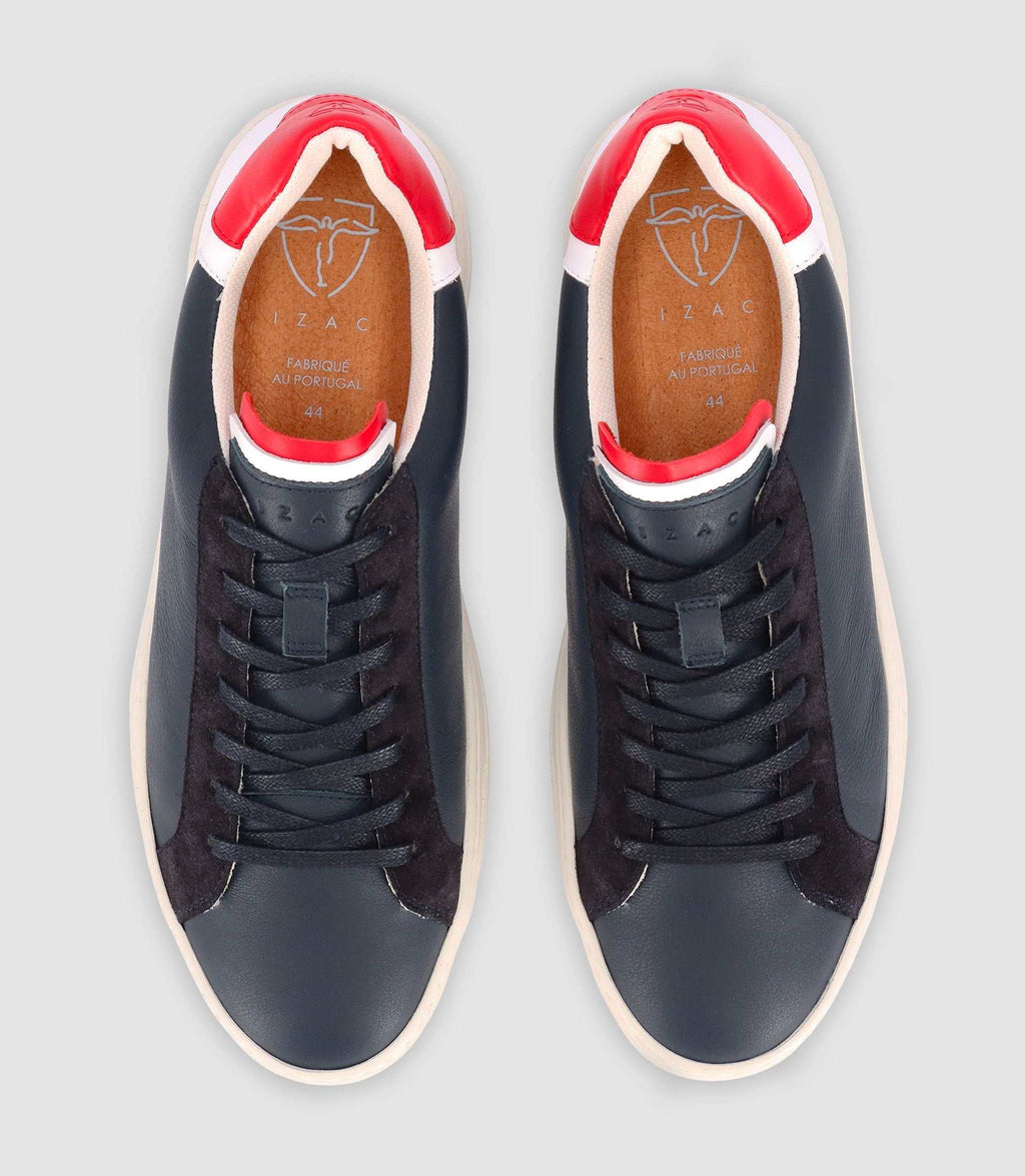 Sneakers en cuir avec blason marine - IZAC