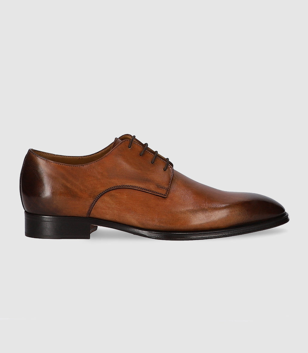 Derby couture en cuir marron clair ORENZO - IZAC
