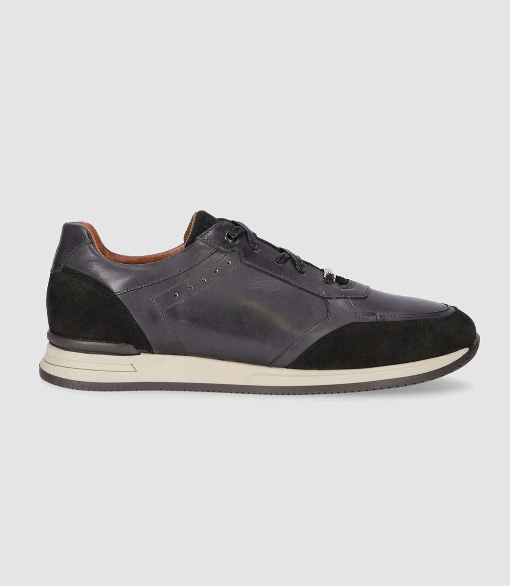 DEFECTUEUSE Sneakers basses en cuir anthracite ORLAN - IZAC