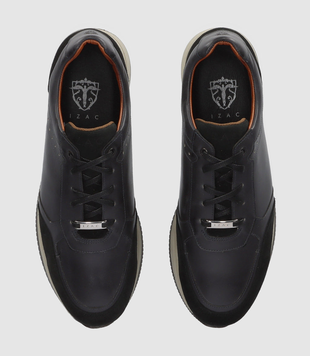 DEFECTUEUSE Sneakers basses en cuir anthracite ORLAN - IZAC