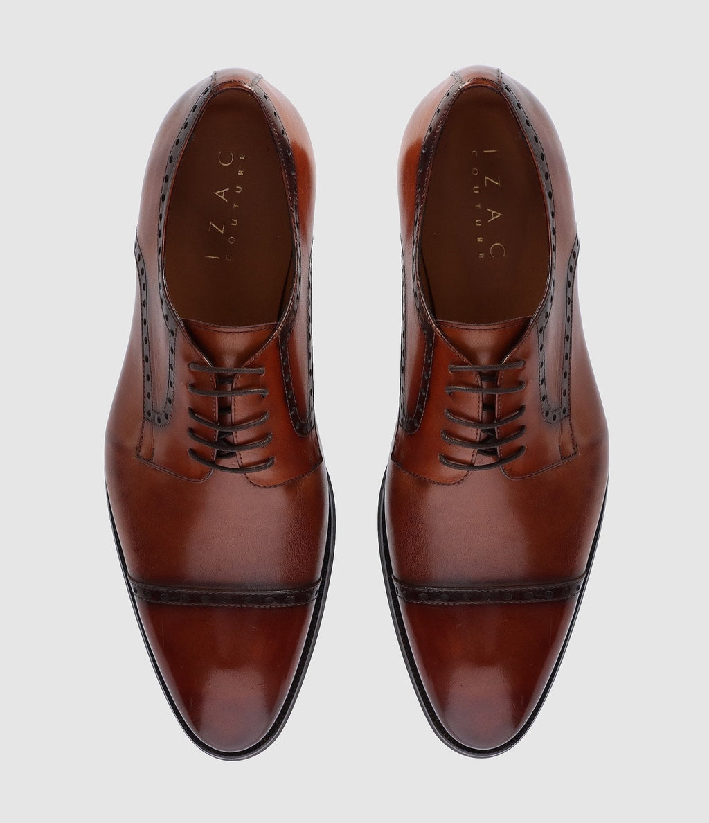 Derby couture en cuir marron clair OCTAVE - IZAC