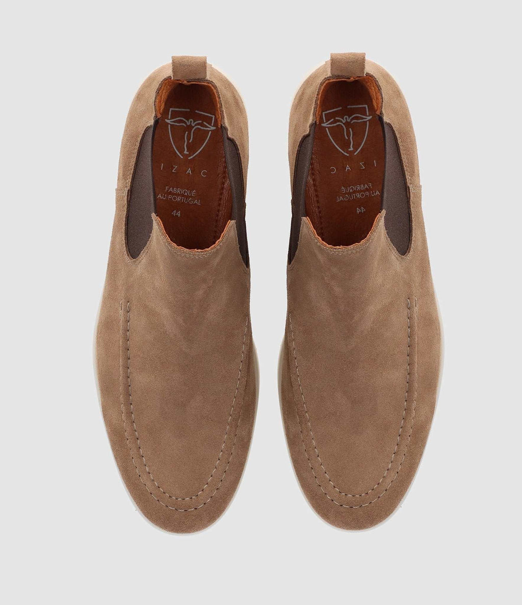 Bottines élastiques en suede taupe OMAHA - IZAC