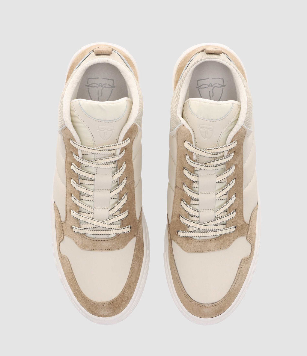 Sneakers montantes bi matière blanc et beige OSLO - IZAC