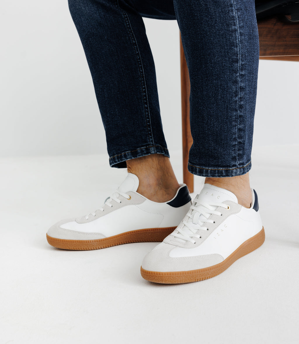 Chaussures sneakers en cuir avec logo blanches - IZAC