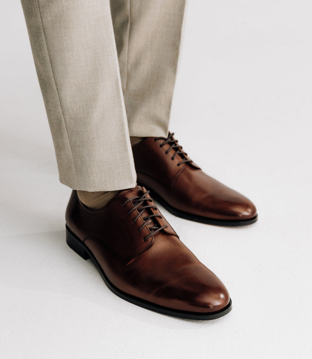 Chaussures derby en cuir marron - IZAC