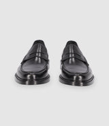 Chaussures mocassins en cuir lisse noires - IZAC