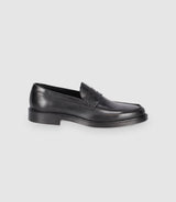 Chaussures mocassins en cuir lisse noires - IZAC