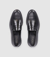 Chaussures mocassins en cuir lisse noires - IZAC