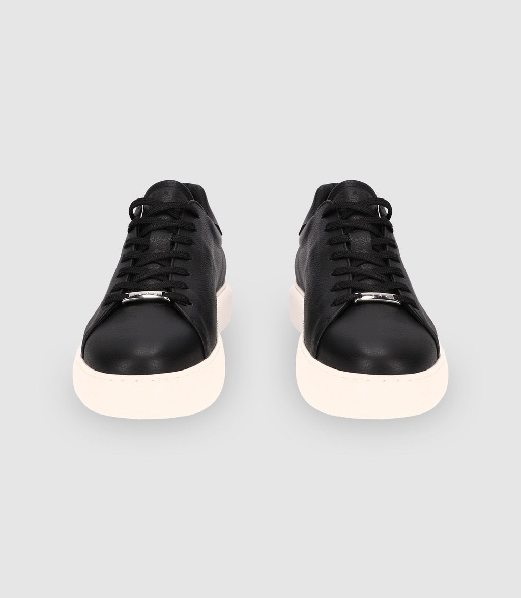Chaussures sneakers à lacets en cuir noires - IZAC