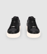 Chaussures sneakers à lacets en cuir noires - IZAC