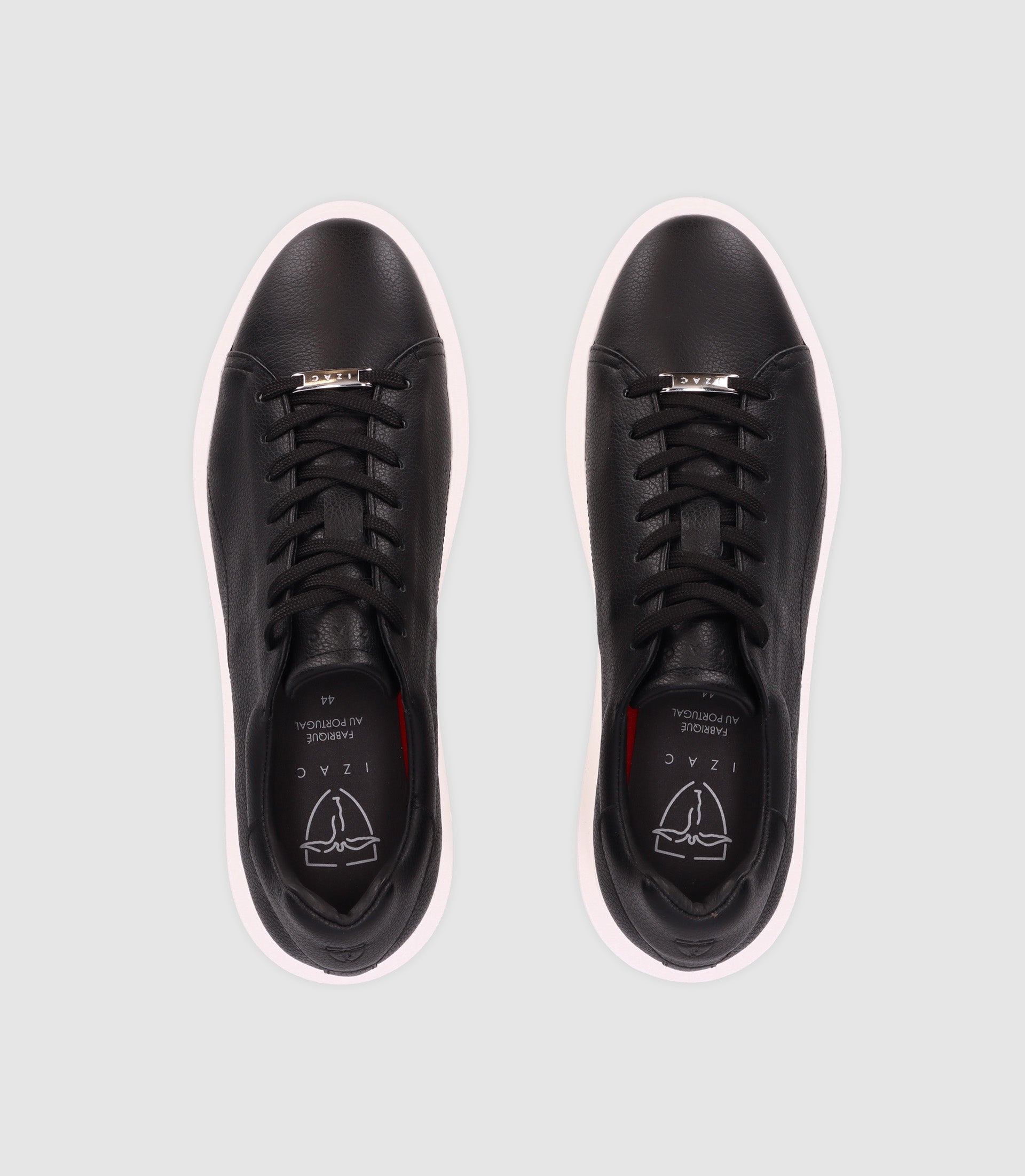 Chaussures sneakers à lacets en cuir noires - IZAC