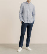 Chemise unie 100% lin bleu denim - IZAC