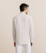 Chemise rayée en lin beige - IZAC