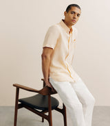 Chemise manches courtes 100% lin orange - IZAC