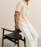 Chemise manches courtes 100% lin orange - IZAC