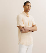Chemise manches courtes 100% lin orange - IZAC