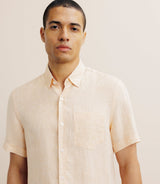 Chemise manches courtes 100% lin orange - IZAC