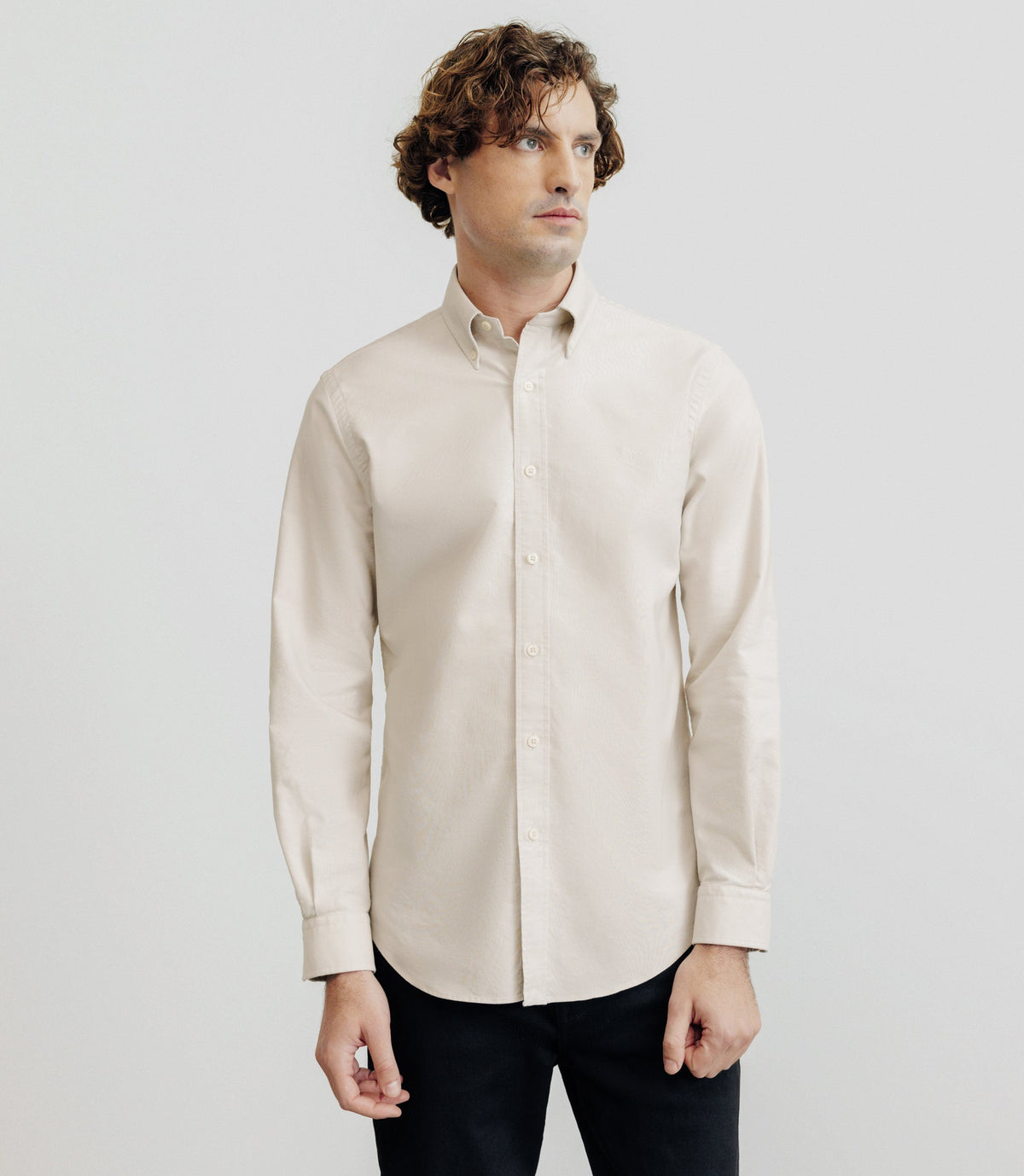 Chemise droite oxford beige - IZAC