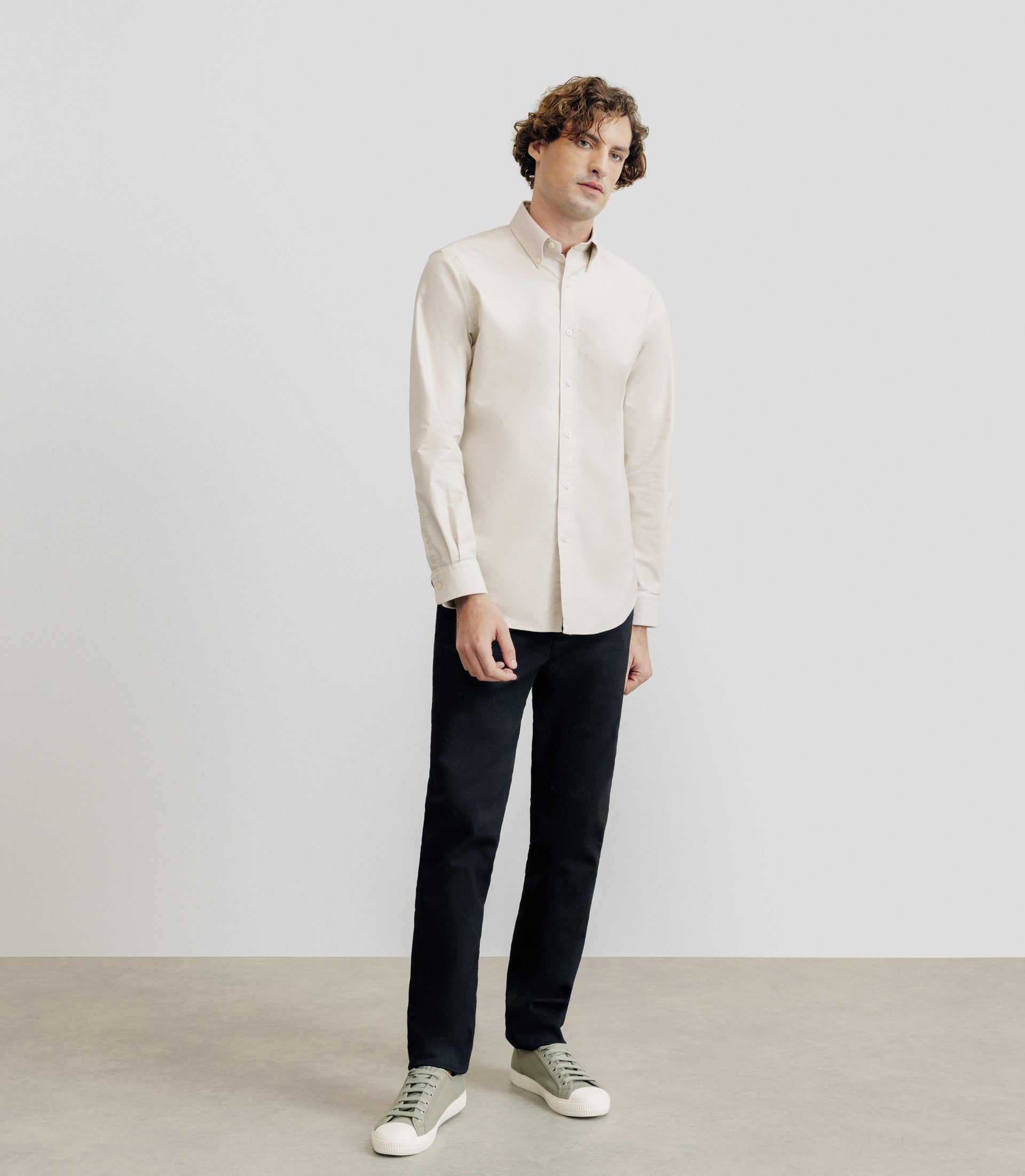 Chemise droite oxford beige - IZAC