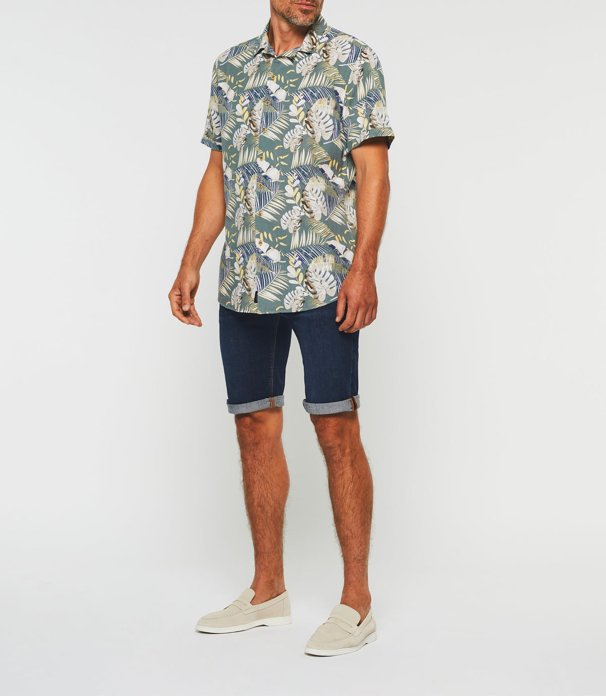 Chemise manches courtes kaki et jaune "Kaily" - IZAC
