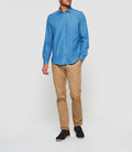 Chemise casual unie jean bleu clair "Kalan" - IZAC