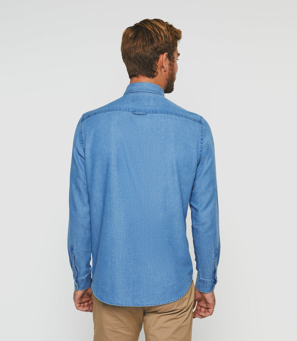 Chemise casual unie jean bleu clair "Kalan" - IZAC