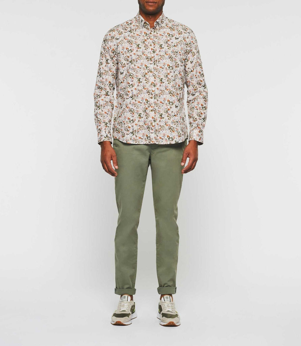 Chemise casual imprimée beige kaki "Kalidor" - IZAC