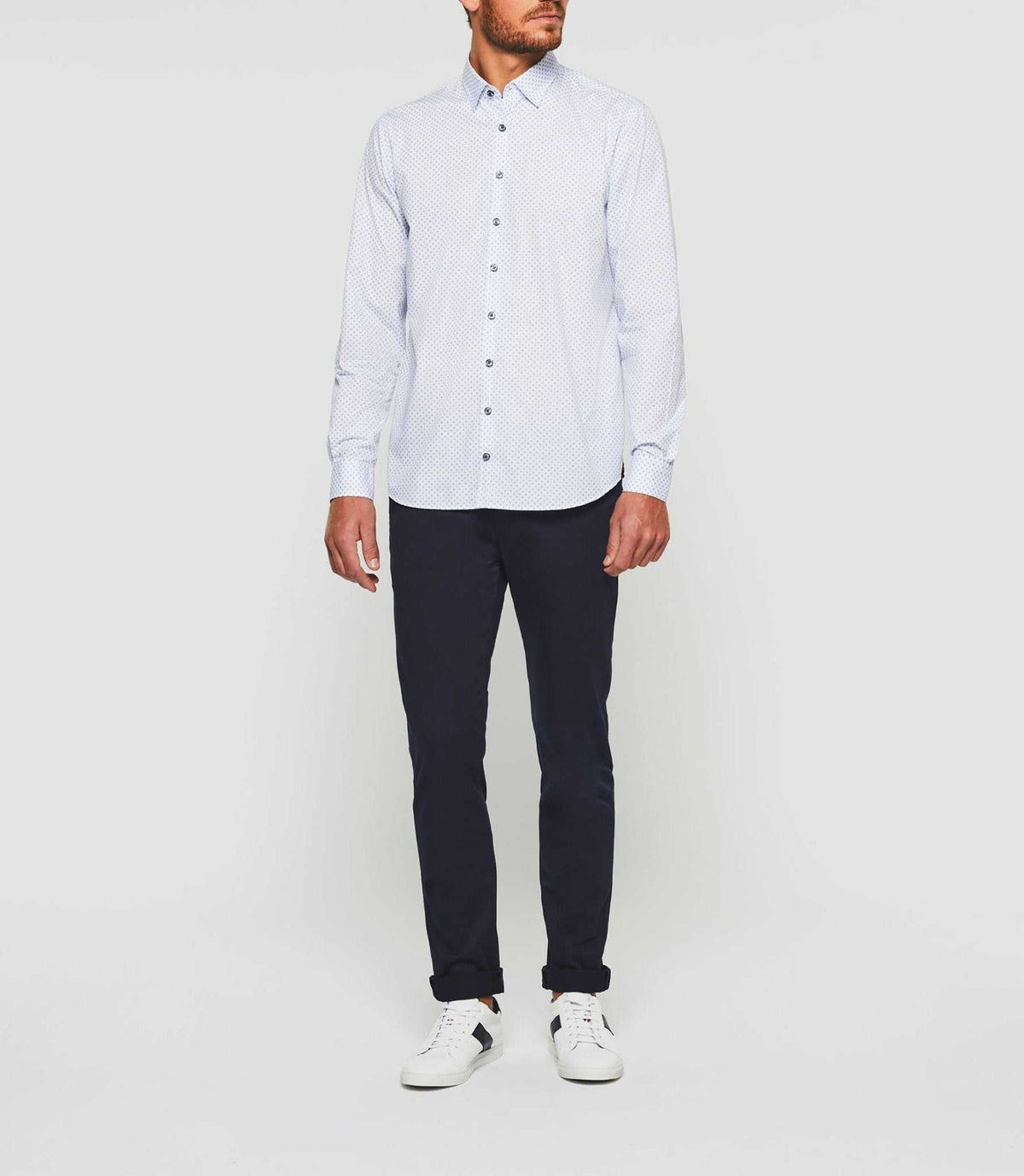 Chemise casual marine et blanche "Kelly" - IZAC