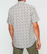 Chemise manches courtes blanche et bleue "Kerane" - IZAC